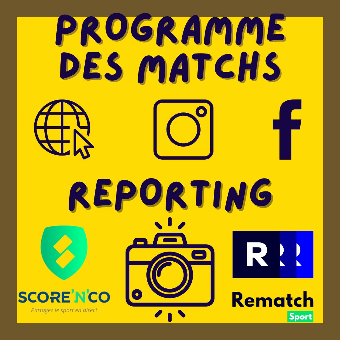 visuel pour donner les informations sur le programme des matchs du weekend et les outils de reporting