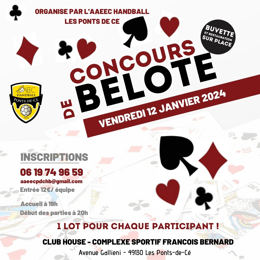 affiche pour la belote du 12 janvier 2024