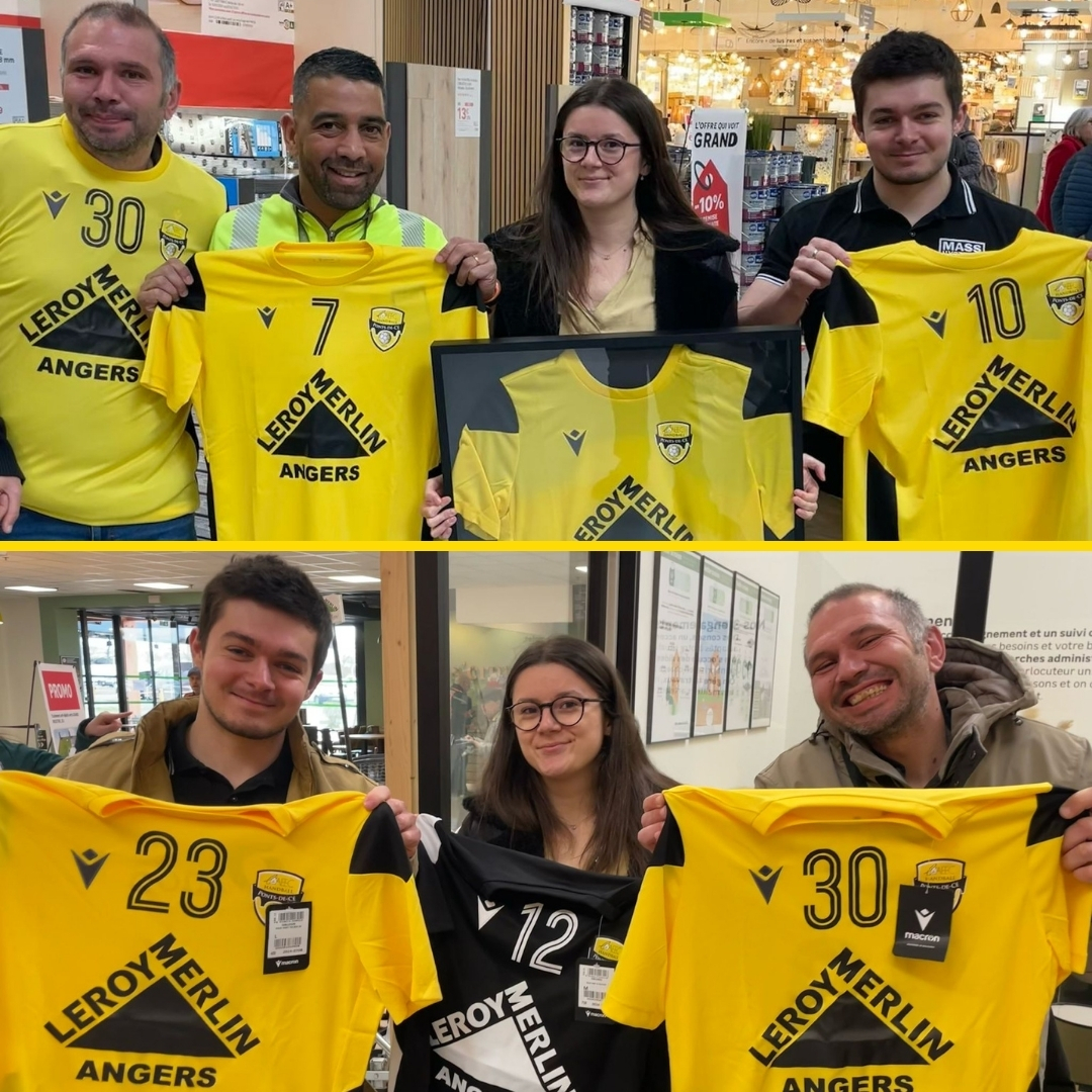 2 photos de la remise des nouveaux maillots pour le hand-fauteuil