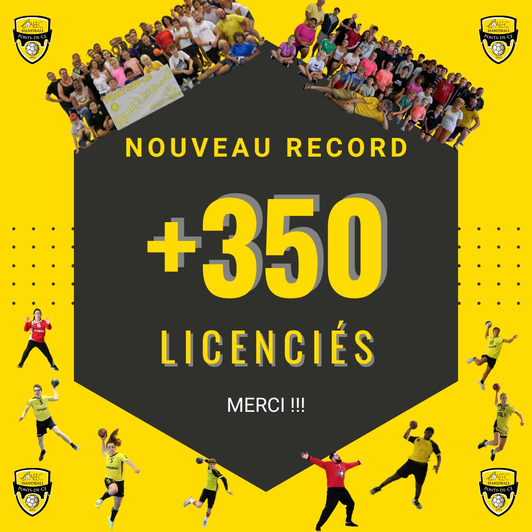 image pour annoncer le nouveau record de licenciés du club (plus de 350)